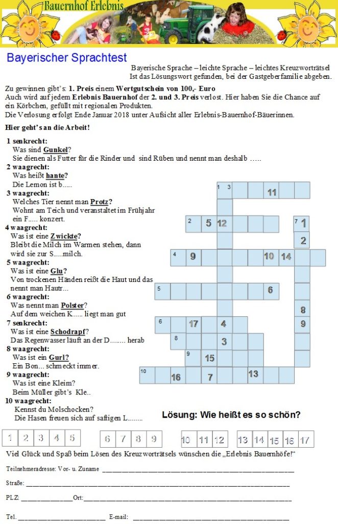 Bayerischer Sprachtest Quiz zum Ausdrucken